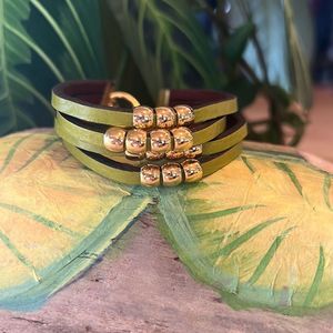 Green leather bracelet